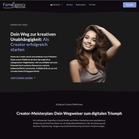 Famegency Webseiten Design und Aufbau